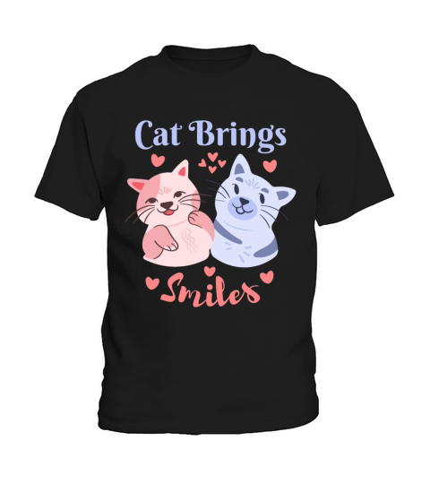 Cat Brings Smile Pet Cats Cartoon Kids T-Shirt
