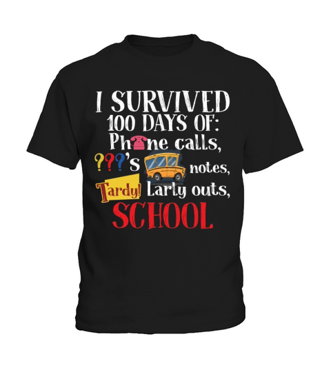 I Survived 100 Days Of School Funny Teacher Kids T-Shirt