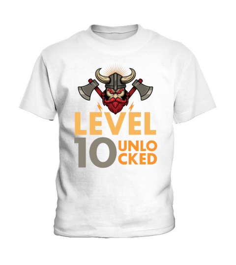 Level 10 Unlocked Video Game Vintage Viking Kids T-Shirt