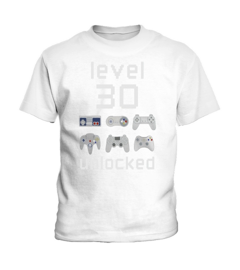 Level 30 Unlocked Shirt Funny Gamer 30th Birthday Gift Tee Kids T-Shirt