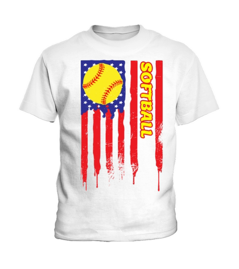 softball us flag vintage Kids T-Shirt