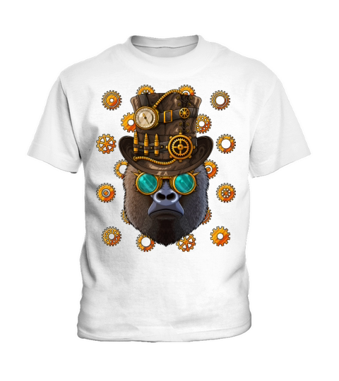 Steampunk Gorilla Medieval Victorian Steam Powered Kids T-Shirt