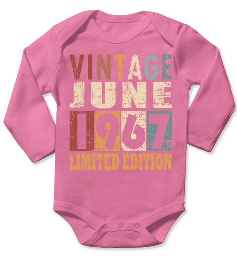 1967 vintage born in June gift Long Sleeve Baby One-Piece