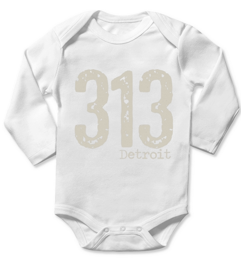 313 Detroit Area Code T-Shirt Distressed Vintage Tee Long Sleeve Baby One-Piece