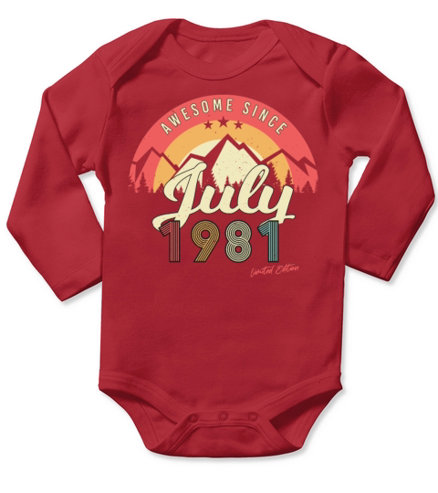Best Birthday Greeting 1981 July Long Sleeve Baby One-Piece