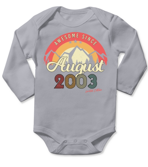Birthday Greeting August 2003 Long Sleeve Baby One-Piece