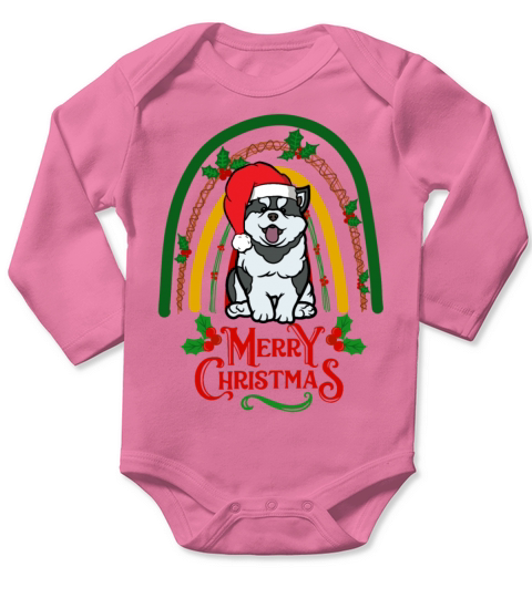 Christmas husky lover kawaii Long Sleeve Baby One-Piece