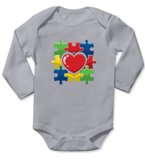 Colorful Puzzle Heart Be Kind Autism Awareness Long Sleeve Baby One-Piece
