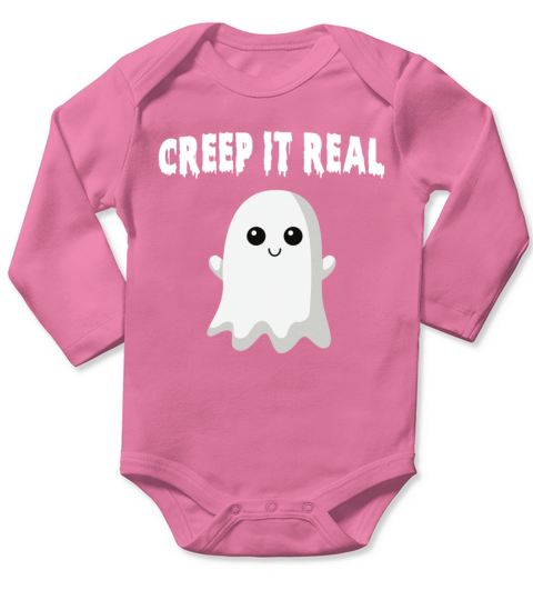 Creep It Real Cute Ghost Halloween Long Sleeve Baby One-Piece