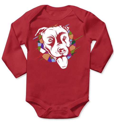 Cute Vintage Retro Pitbull Dog Long Sleeve Baby One-Piece