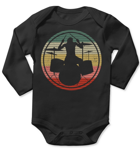 Drummer Drum Set Retro Vintage Long Sleeve Baby One-Piece