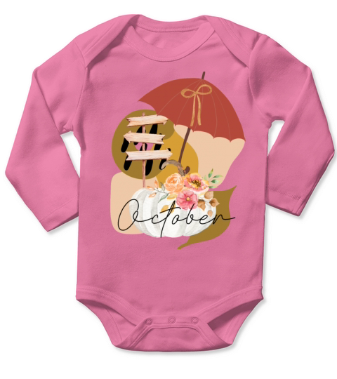 Fall October white pumpkin abstract Long Sleeve Baby One-Piece