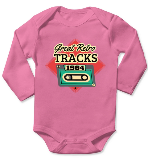 Great Retro Tracks 1984 Cassette Vintage Birthday Long Sleeve Baby One-Piece