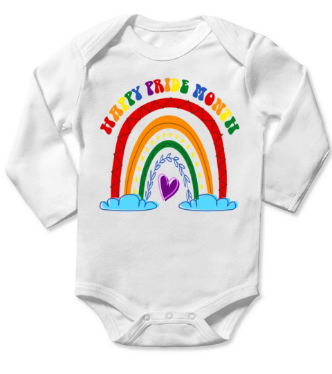 Happy Pride Month Gay Boho Rainbow Long Sleeve Baby One-Piece