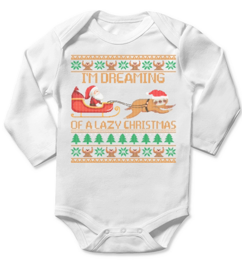 Im Dreaming Of A Lazy Christmas Funny Sloth Lover Long Sleeve Baby One-Piece