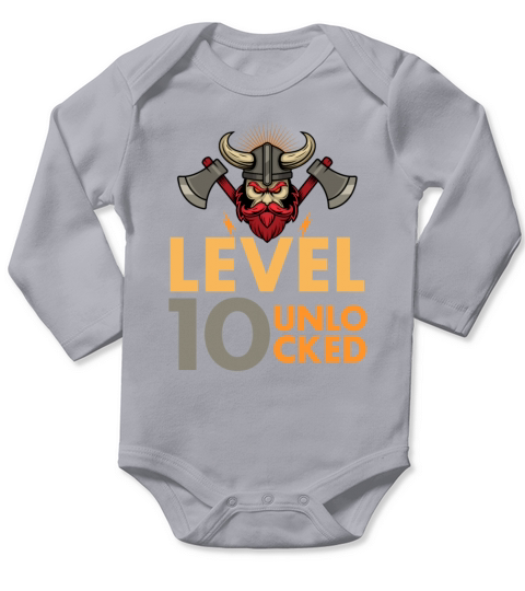 Level 10 Unlocked Video Game Vintage Viking Long Sleeve Baby One-Piece