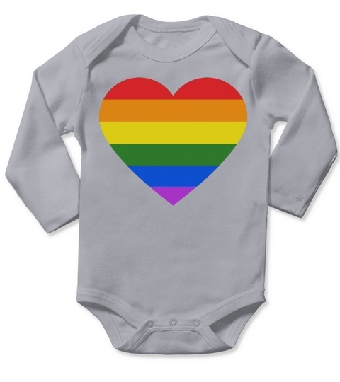 LGBT Pride Rainbow Heart T-Shirt Long Sleeve Baby One-Piece