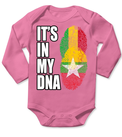Malian And Burmese Mix Heritage DNA Flag Long Sleeve Baby One-Piece