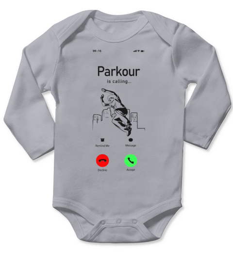 Parkour Free Running Traceur Phone Long Sleeve Baby One-Piece