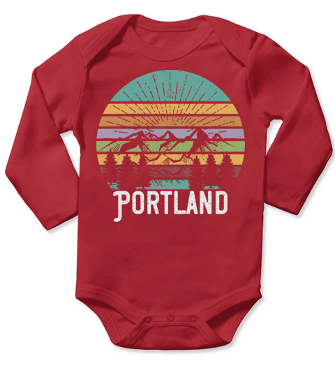 Portland Oregon Vintage Retro Mountain 70S 80S S Long Sleeve Baby One-Piece