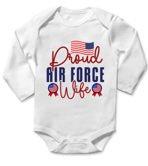 Proud Air Force Wife Happy Veteran Day Long Sleeve Baby One-Piece