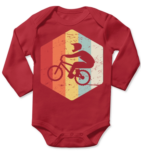 Retro Vintage Cycling Bicycle Motocross Racing Bmx Long Sleeve Baby One-Piece