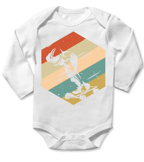 Retro Vintage Speed Skateboard Long Sleeve Baby One-Piece