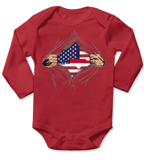 Rip Reveal America State Flag North Carolina Long Sleeve Baby One-Piece