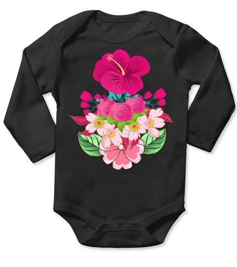 Sakura Flower With Pink Flowers Long Sleeve Baby One-Piece