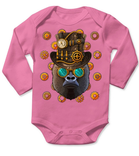 Steampunk Gorilla Medieval Victorian Steam Powered Long Sleeve Baby One-Piece