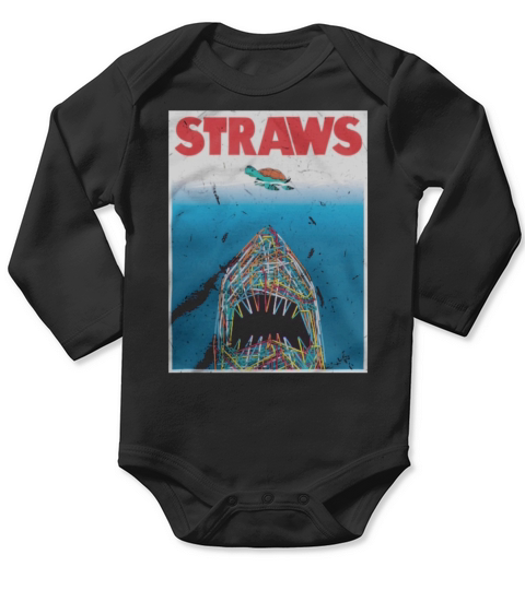 Straws  Jaws Shark And Turles Long Sleeve Baby One-Piece
