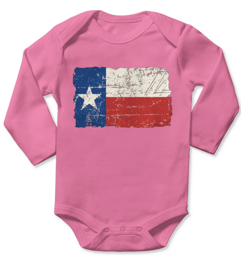 Texas Flag   Vintage Look Long Sleeve Baby One-Piece