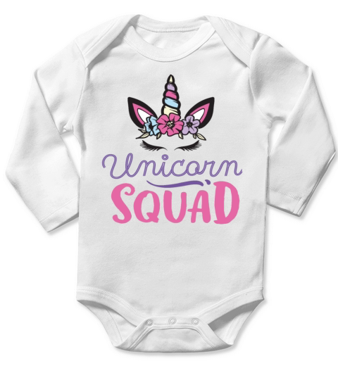 Unicorn Squad Coloured Unicorns Protection Support Long Sleeve Baby One-Piece