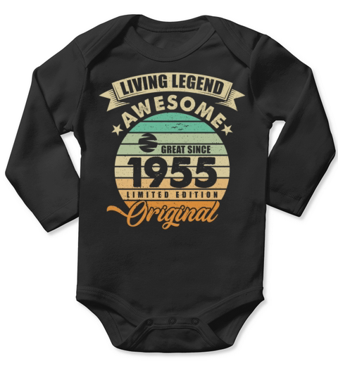 Vintaga 1955 Birthday Long Sleeve Baby One-Piece