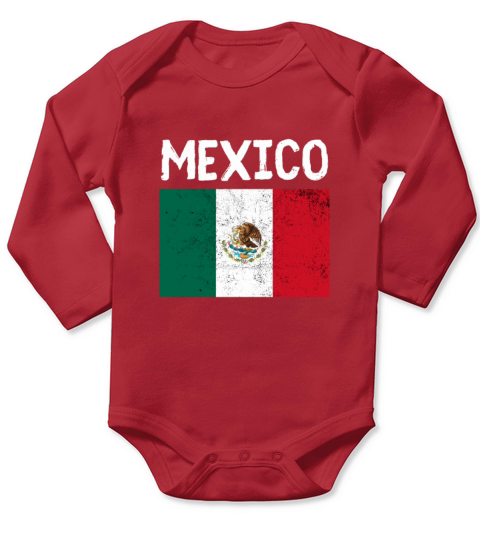 Vintage Mexico Mexican Flag Pride Hispanic Heritag Long Sleeve Baby One-Piece