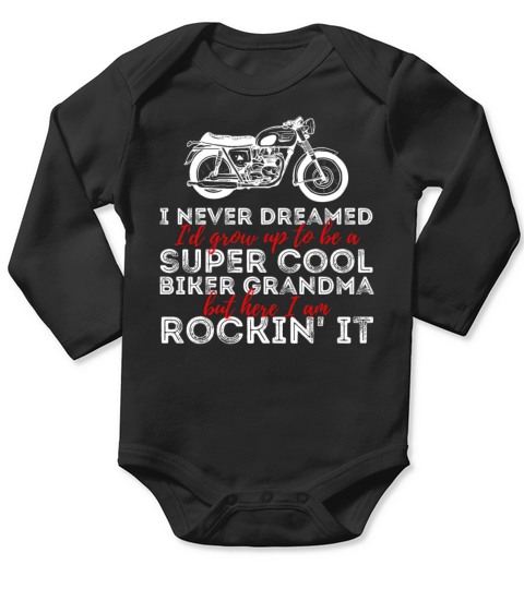Womens Biker Grandma Motorcycle Rider Grandmom Long Sleeve Baby One-Piece