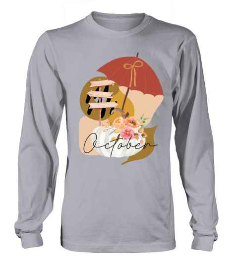 Fall October white pumpkin abstract Long sleeved Unisex