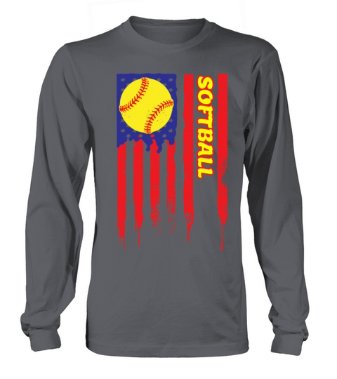 softball us flag vintage Long sleeved Unisex