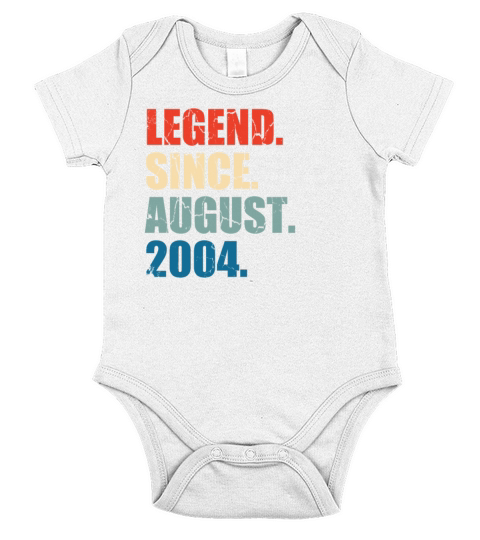 18 Years Old Legend Since August 2004 18th Birth Short Sleeve Baby One-Piece
