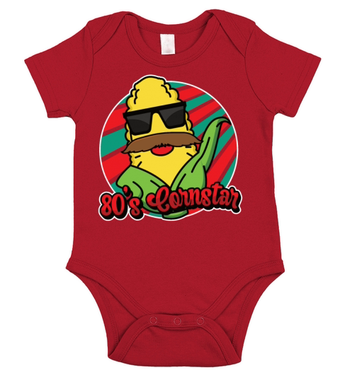 80s Cornstar Eigthies Funny Mustache Corn Short Sleeve Baby One-Piece