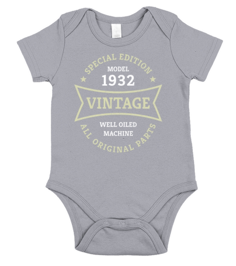 90th Birthday Gifts Born 1932 Vintage 90 Year Old Short Sleeve Baby One-Piece