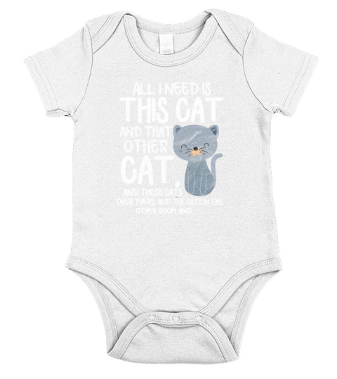 All I Need Is This Cat And That Other Cat Vintage Short Sleeve Baby One-Piece