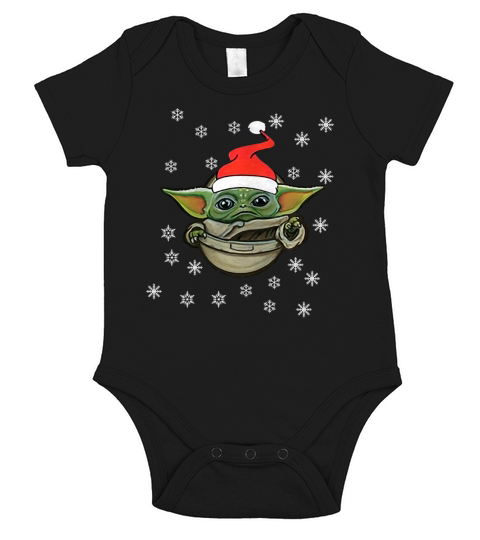 Baby Yoda Snow Merry Christmas The Mandalorian shirt Short Sleeve Baby One-Piece