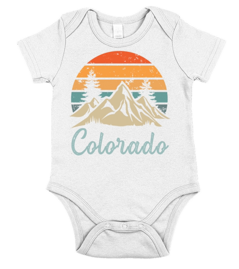 Colorado Retro Vintage Mountain Sunset Outdoors Wi Short Sleeve Baby One-Piece