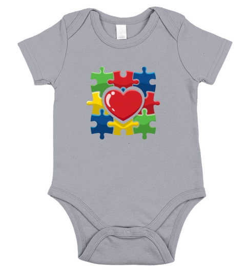 Colorful Puzzle Heart Be Kind Autism Awareness Short Sleeve Baby One-Piece