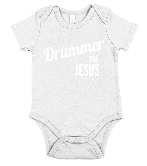 Drummer for Jesus, Christian Script Drumming Tee Shirt Short Sleeve Baby One-Piece