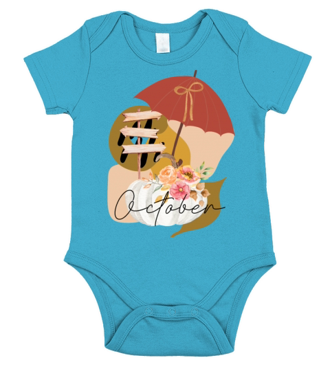 Fall October white pumpkin abstract Short Sleeve Baby One-Piece