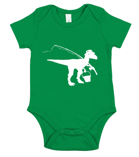 fishing dinosaur dino Short Sleeve Baby One-Piece