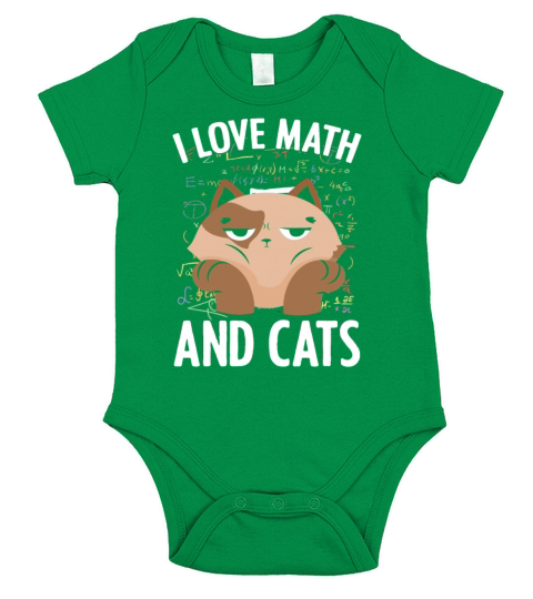 I Love Math and Cats Mathematician Formula Quote Short Sleeve Baby One-Piece