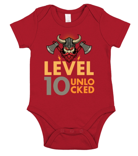 Level 10 Unlocked Video Game Vintage Viking Short Sleeve Baby One-Piece
